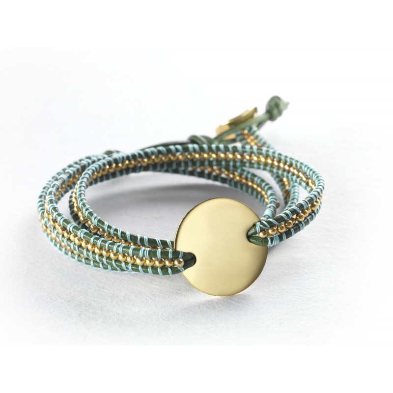 Bracelet perles vert personnalisé gravé Bracelet perles vert personnalisé gravé