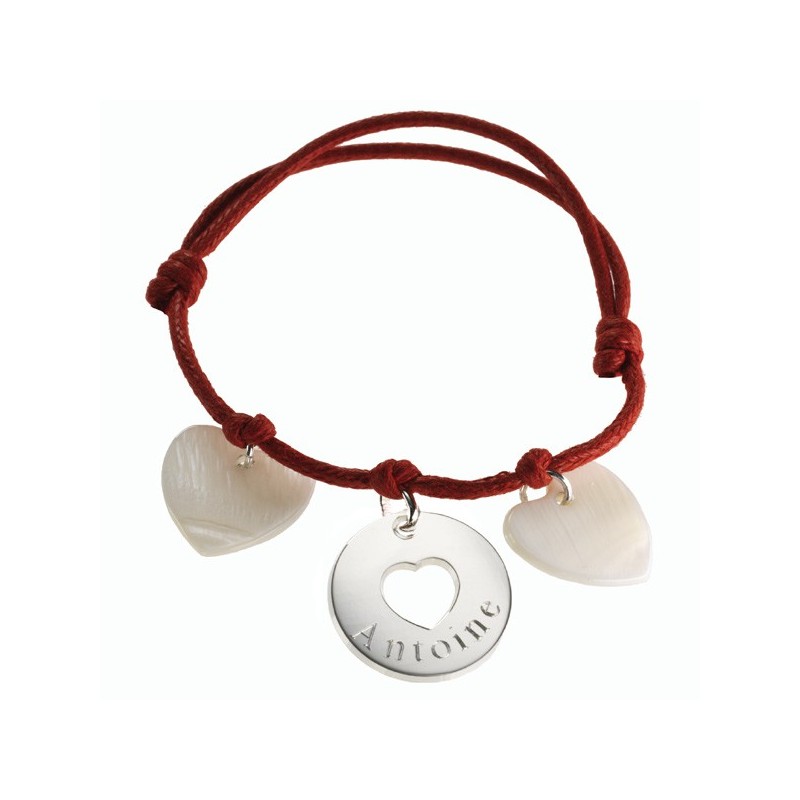 Accroche Coeur médaille - Argent et Nacre Accroche Coeur médaille - Argent et Nacre