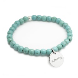 Bracelet perles femme - Agate turquoise - Argent 925