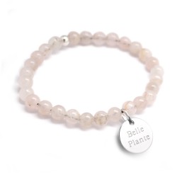 Bracelet perles femme - Agate blanc rosé - Argent 925