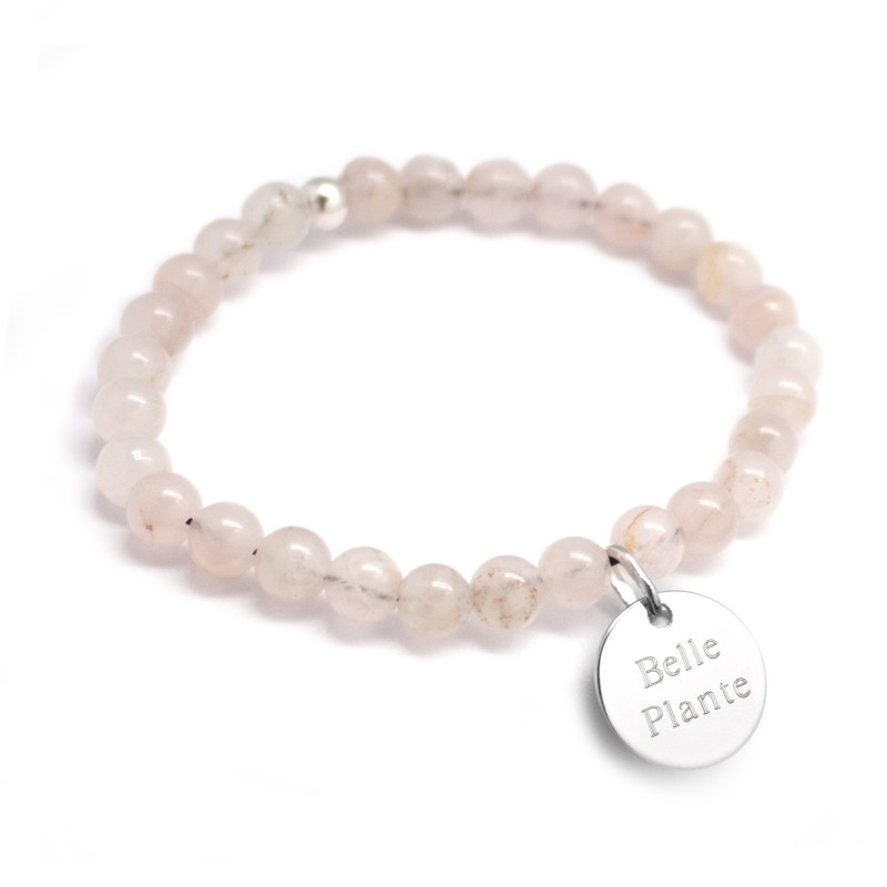Bracelet perles femme - Agate blanc rosé - Argent 925 Bracelet perles femme - Agate blanc rosé - Argent 925