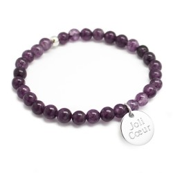 Bracelet perles femme - Agate violette - Argent 925