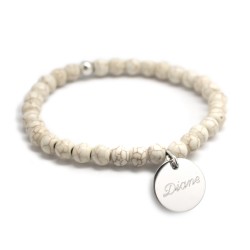 Bracelet perles femme - Agate ivoire - Argent 925