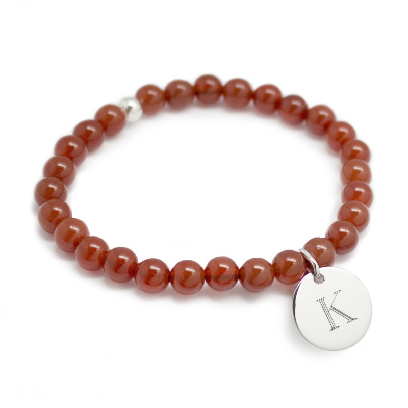 Bracelet perles femme - Agate rouge terracotta - Argent 925 Bracelet perles femme - Agate rouge terracotta - Argent 925