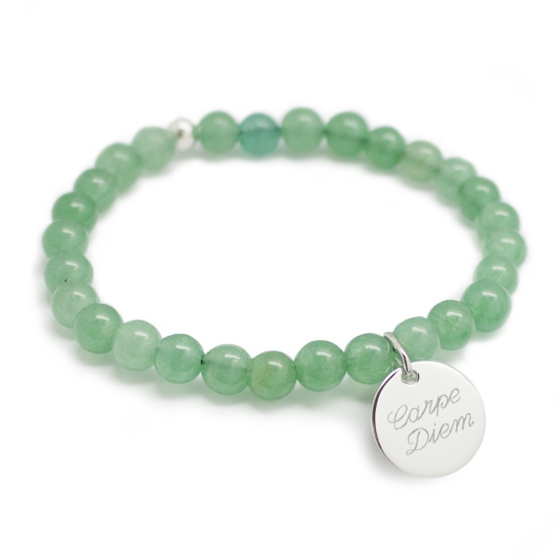 Bracelet perles femme - Agate vert d'eau - Argent 925 Bracelet perles femme - Agate vert d'eau - Argent 925