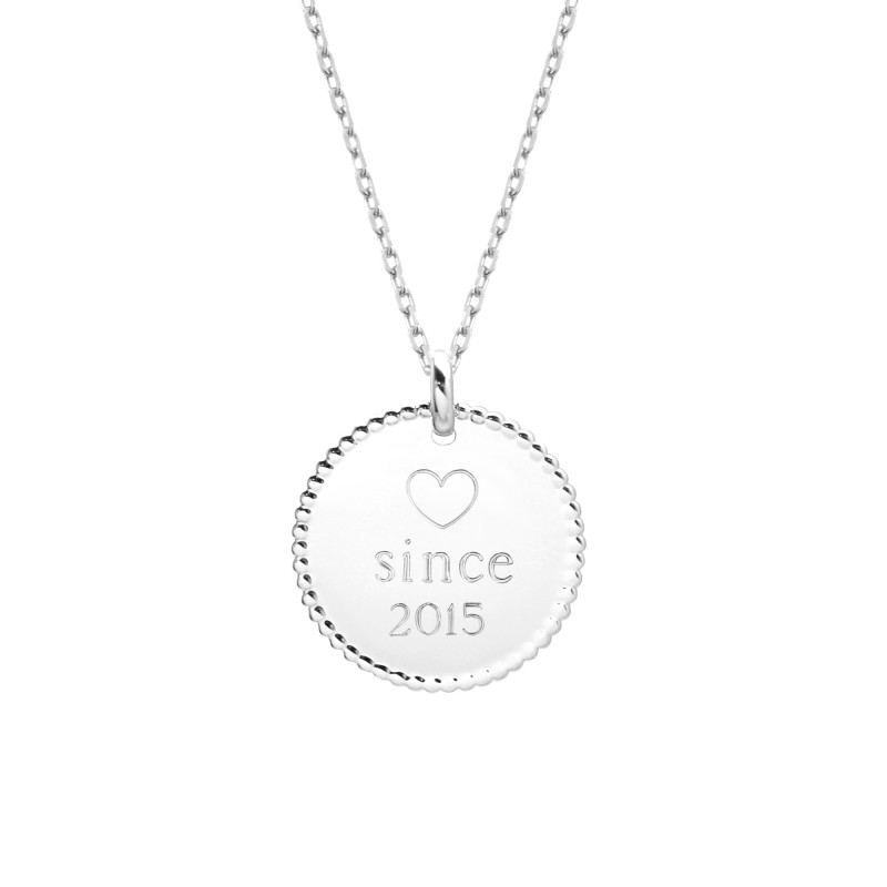 Collier Médaille perlée - Argent Collier Médaille perlée - Argent